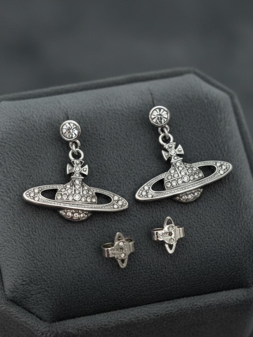 Vivienne Westwood Silver Crystal Orb Drop Earrings